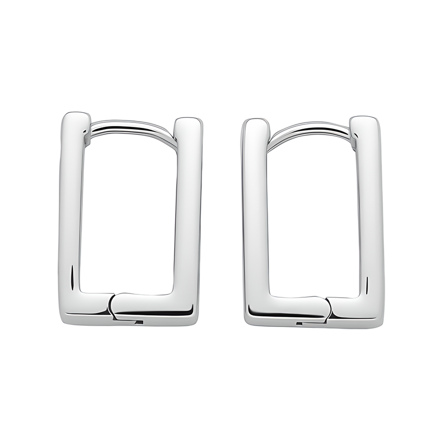 Rectangular unisex hoop earrings in 925 silver
