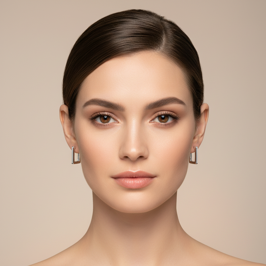 Rectangular unisex hoop earrings in 925 silver