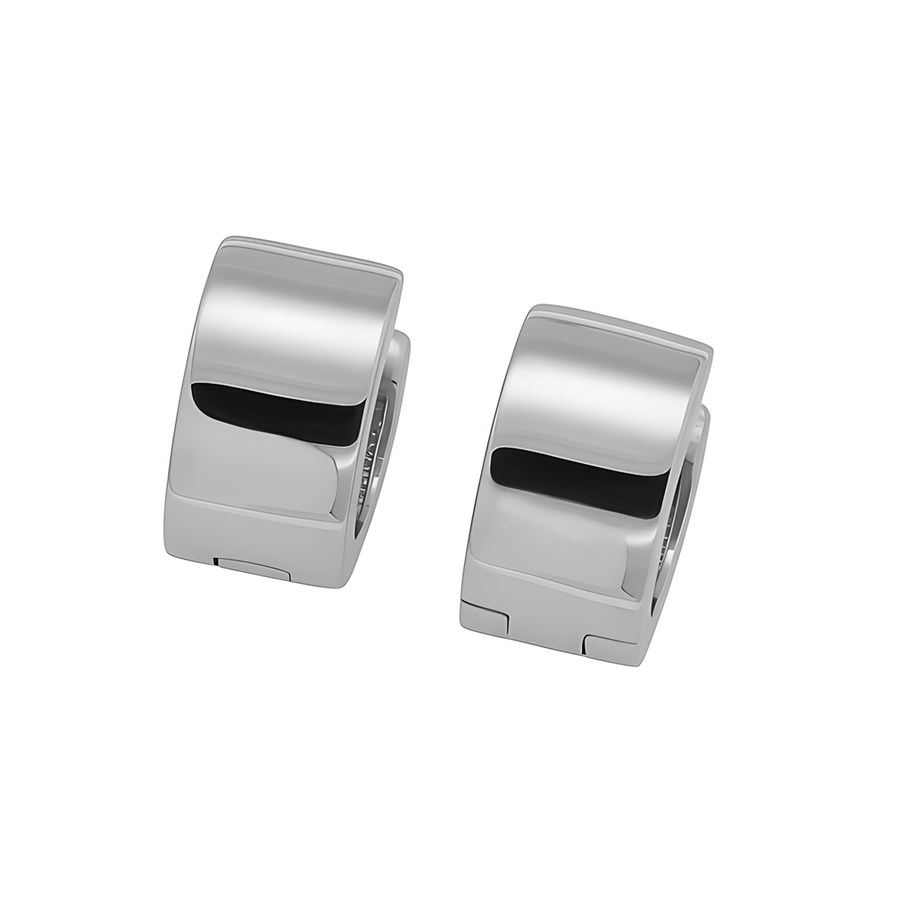 Wide unisex hoop earrings in 925 silver