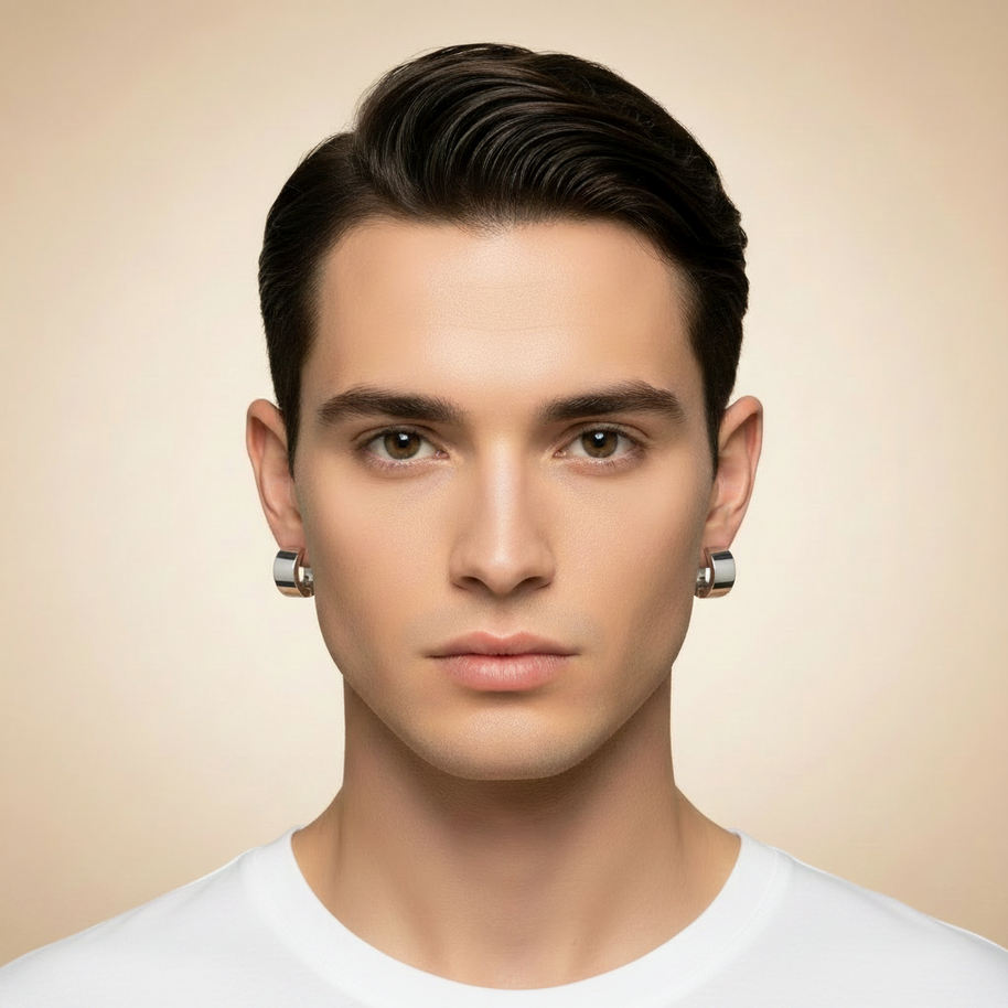 Wide unisex hoop earrings in 925 silver
