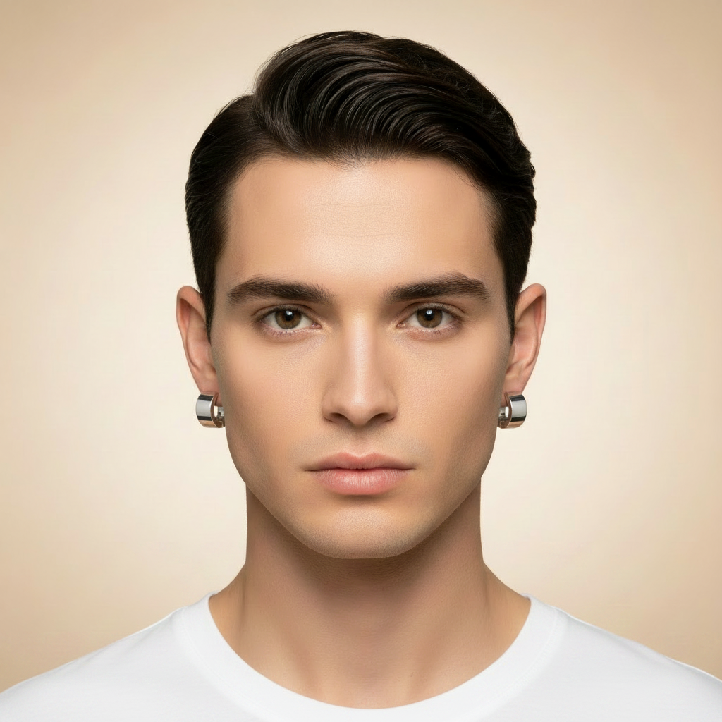 Wide unisex hoop earrings in 925 silver