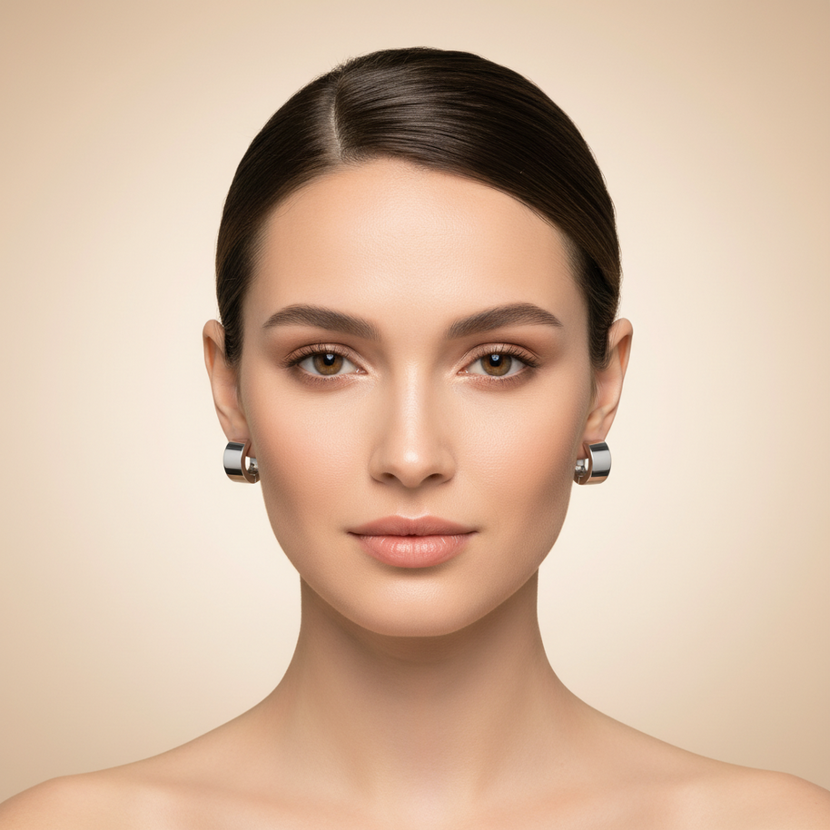 Wide unisex hoop earrings in 925 silver