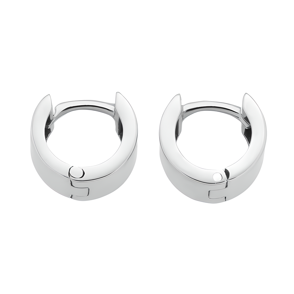 Wide unisex hoop earrings in 925 silver
