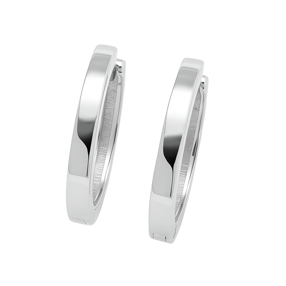 Flat Unisex Hoop Earrings in Sterling Silver 925