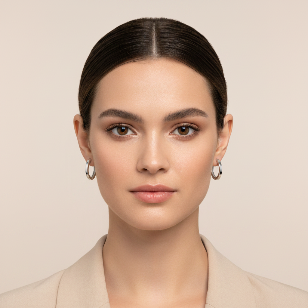 Flat Unisex Hoop Earrings in Sterling Silver 925