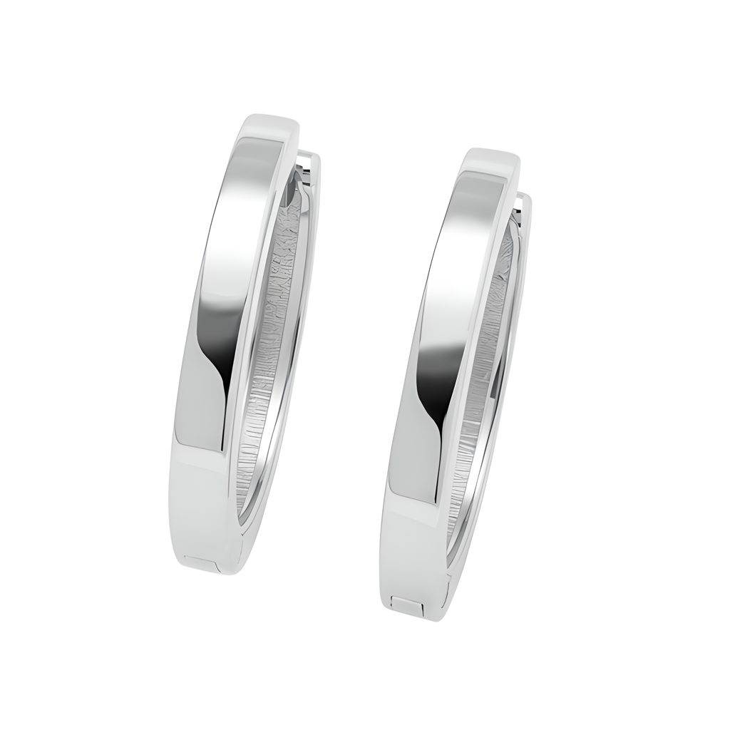 Flat Unisex Hoop Earrings in Sterling Silver 925