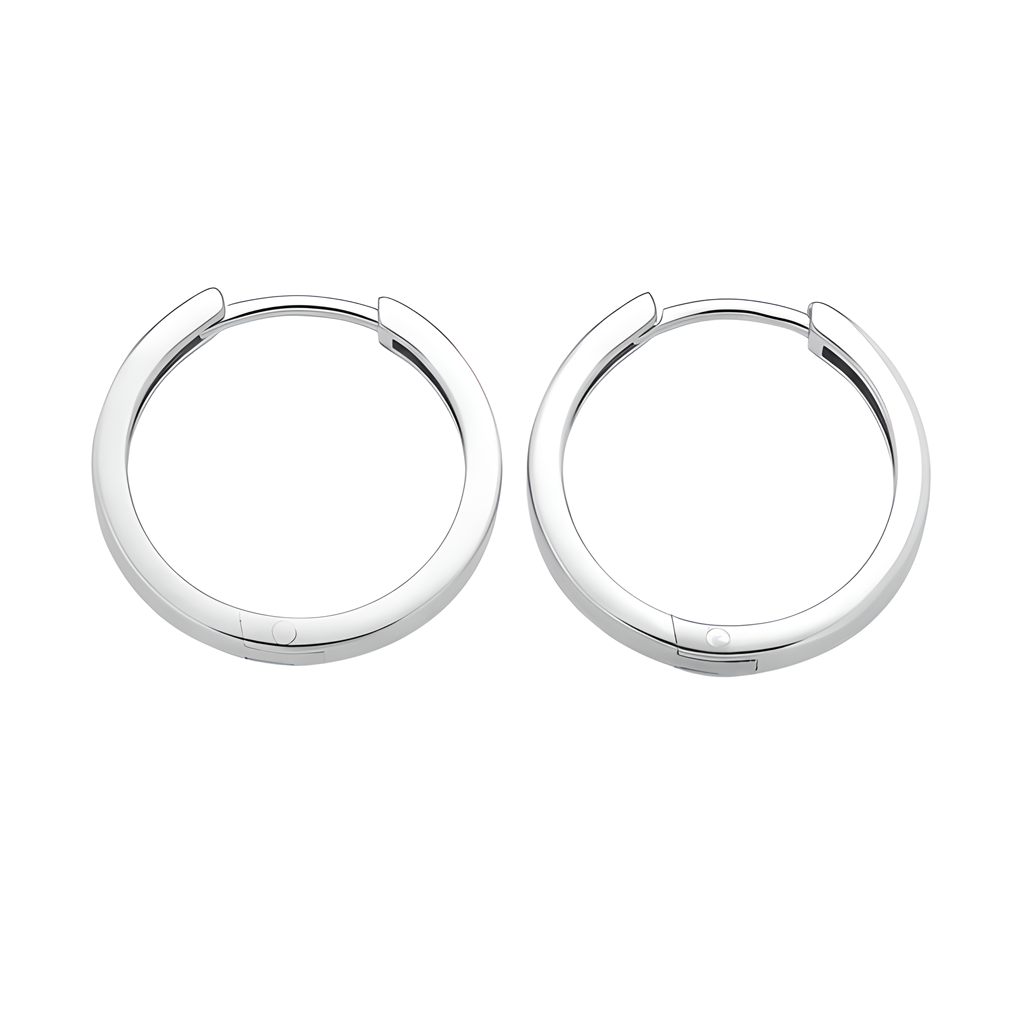 Flat Unisex Hoop Earrings in Sterling Silver 925