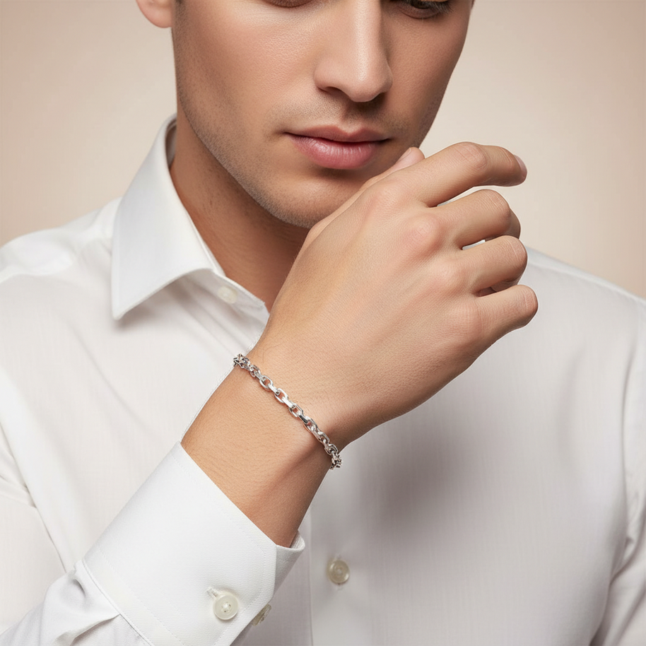 Bracelet, anchor chain made of 925 silver