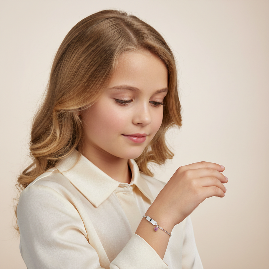 ID bracelet with engraving plate made of 925 sterling silver