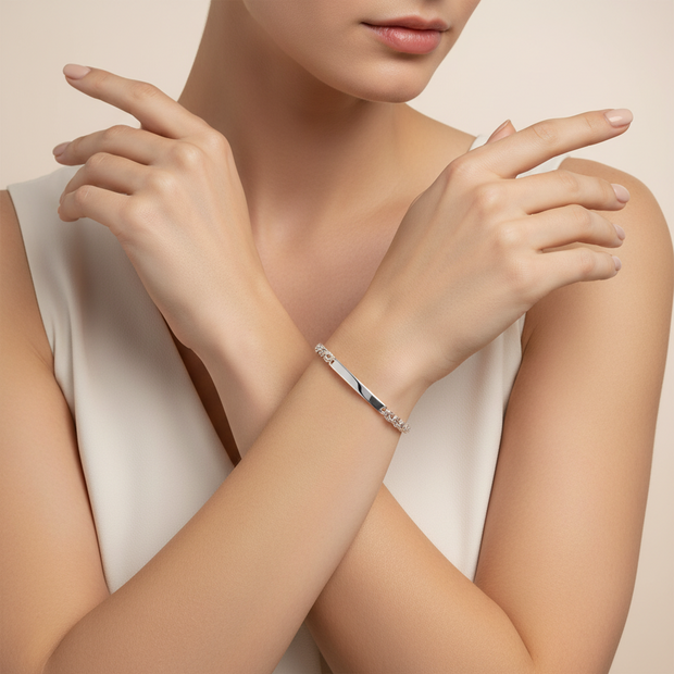 Bismark Armband mit Gravurplatte, Silber 925