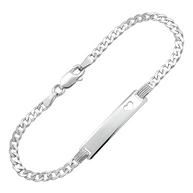 ID-Armband mit Gravurplatte aus Silber 925 - Herzchen