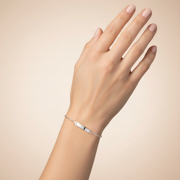 Silber 925 ID-Armband mit Gravurplatte