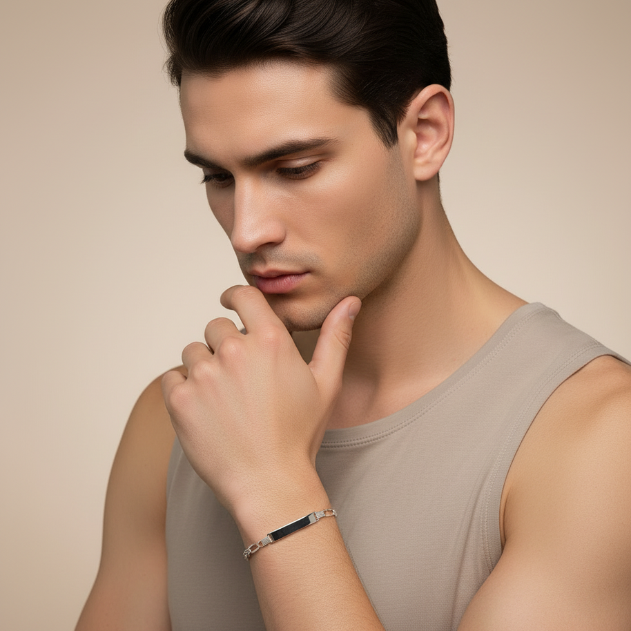 Silber 925 ID-Armband mit Gravurplatte