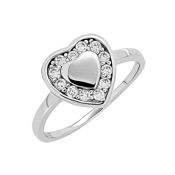 Damenring aus Silber mit Zirkonia // Herz