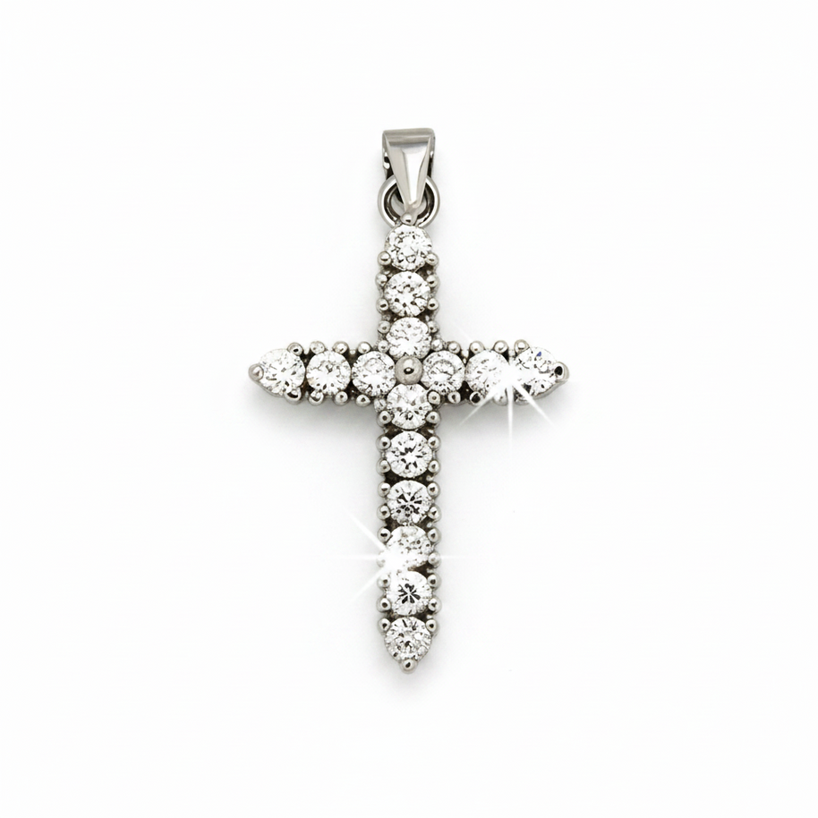 Kreuzanhänger Silber 925 mit Zirkonia