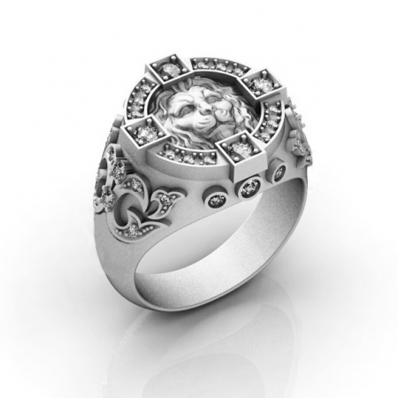 Men's ring made of 925 silver lion