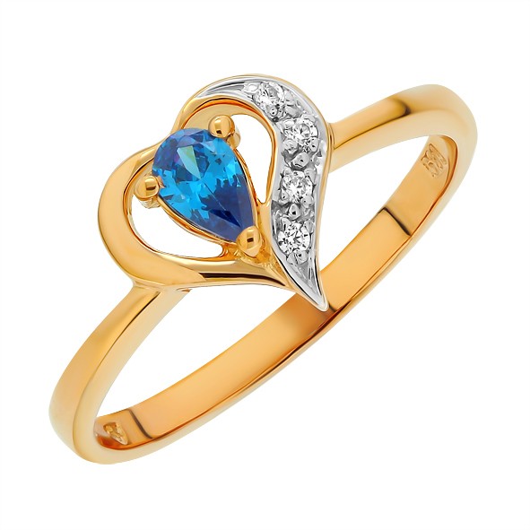 Ladies ring in red gold 585 with Tanzanite