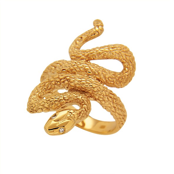 Кольцо змея золотое