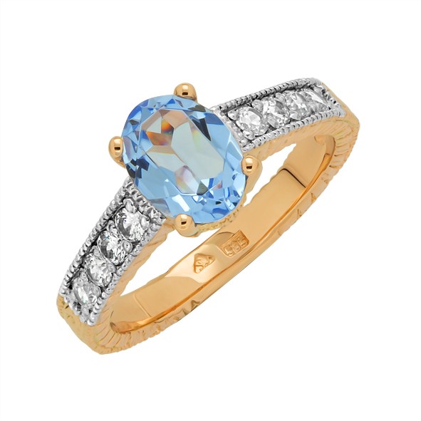 Ladies ring in red gold 585 with Topaz