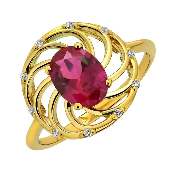 Gold women's ring with ruby