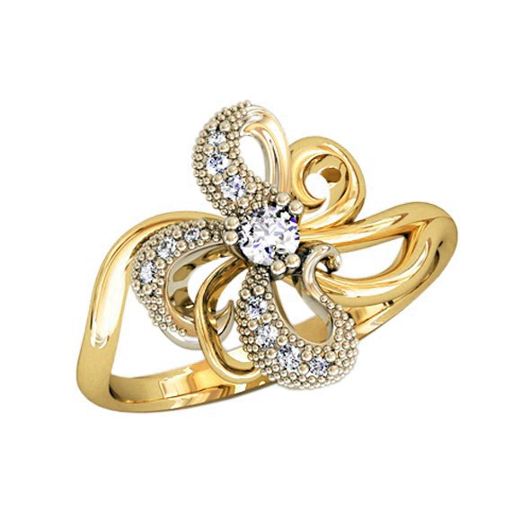 Gold ring with zirconia 19,5(61) / Yellow gold / 14 kt
