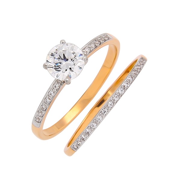 Ladies ring in red gold 585 with Zirconia