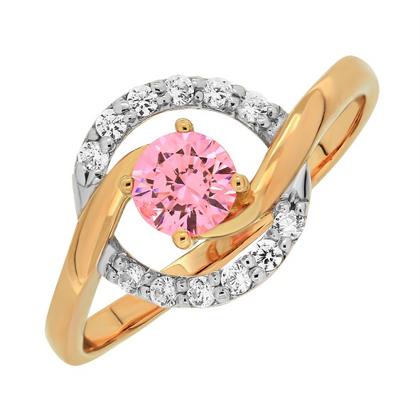 Ladies ring in red gold 585 Zirconia 18(57)