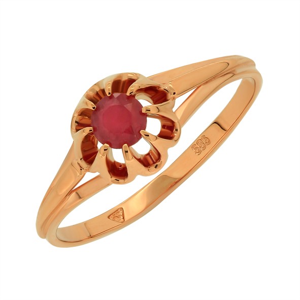 Ladies ring in red gold ruby