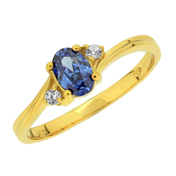 Женское кольцо с цирконием жёлтое золото