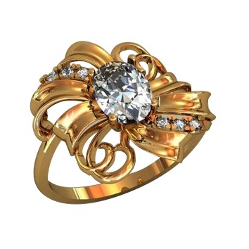 Gold ring with zirconia