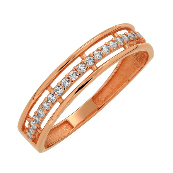 Ladies ring in red gold 585 Zirconia