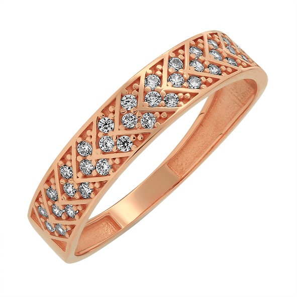 Ladies ring in red gold 585 Zirconia