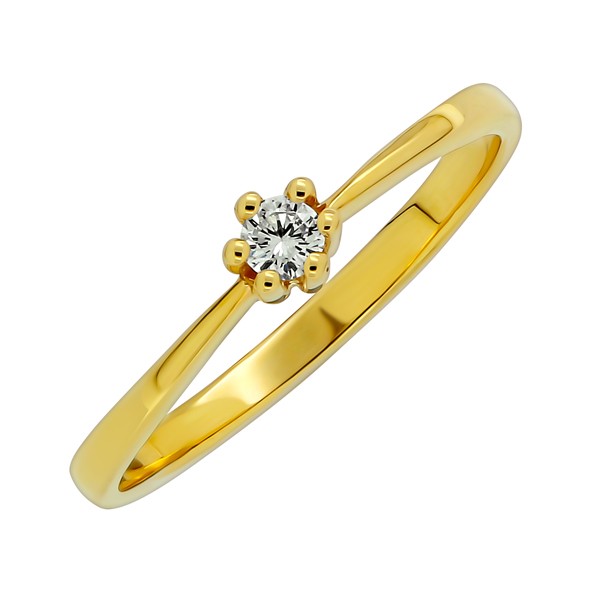 Кольцо из жёлтого золота 585 с бриллиантом