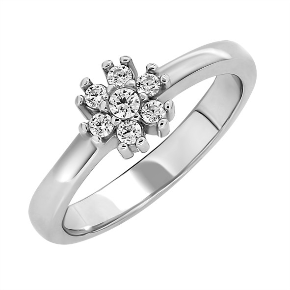 Серебряное женское кольцо с цирконием