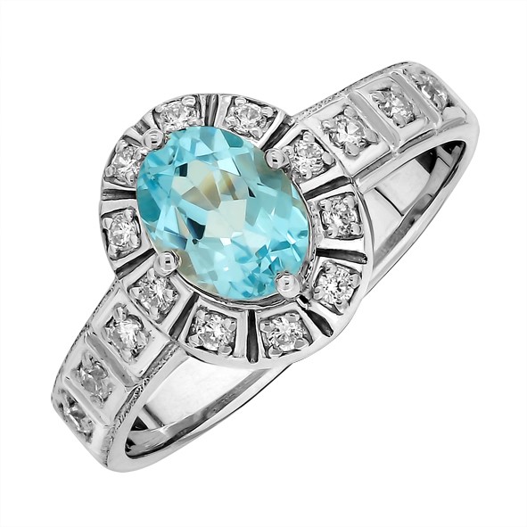 Женское кольцо с топазом и цирконием из серебра