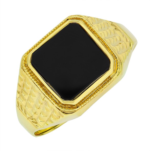 Men's Gold Ring with Onyx
