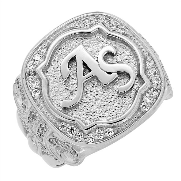 Серебряное мужское кольцо с инициалами