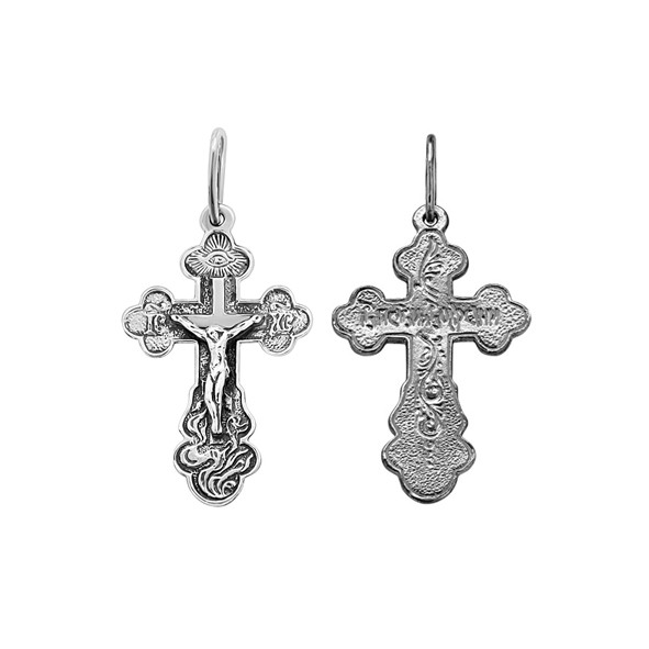 Orthodox cross with the Crucifixion of Christ Blackened