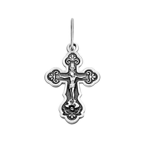 Orthodox cross with the Crucifixion of Christ Blackened