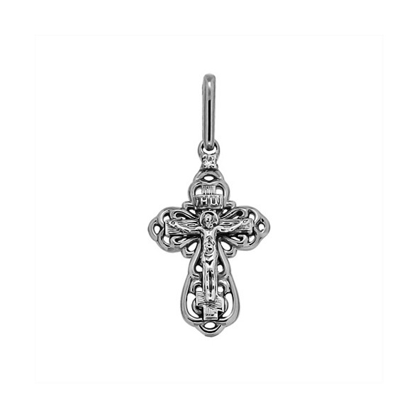 Серебряный крест с Распятием Христово Чернённая