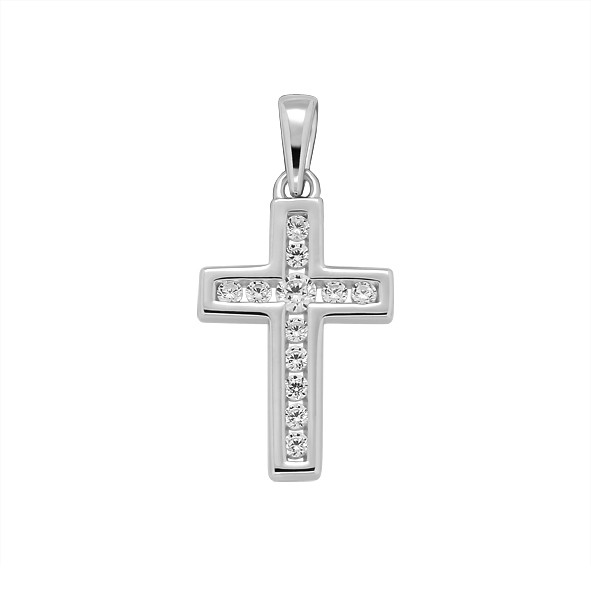 Cross pendant silver with zirconia