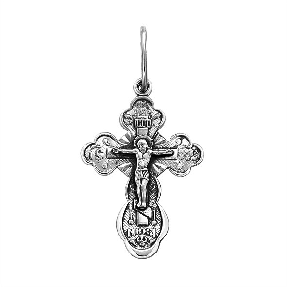 Orthodox cross with the Crucifixion of Christ Blackened