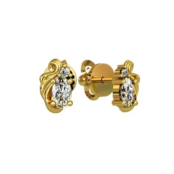 Ladies gold stud earrings