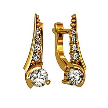 Gold earrings with stones