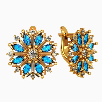 Earrings in gold with Topaz