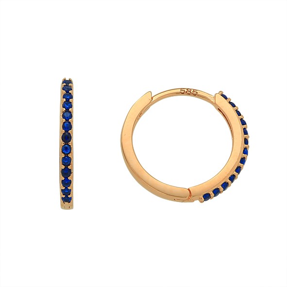 Золотые серьги-кольца с цирконием