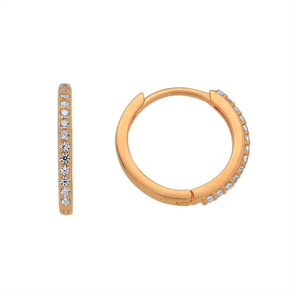 Золотые серьги-кольца с цирконием