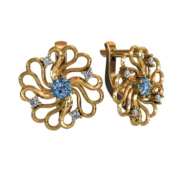 Women's Earrings in gold with Topaz