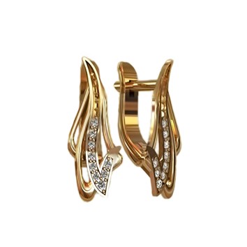Женские сережки из золота с цирконием Swarovski ELEMENTS