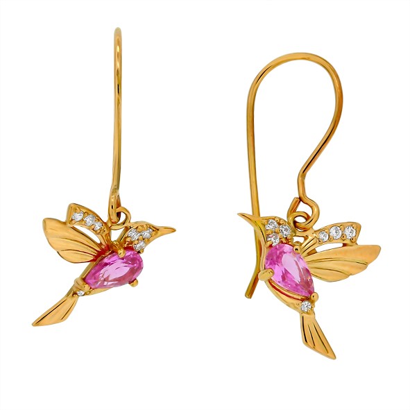 Kolibri earrings made of 14K gold